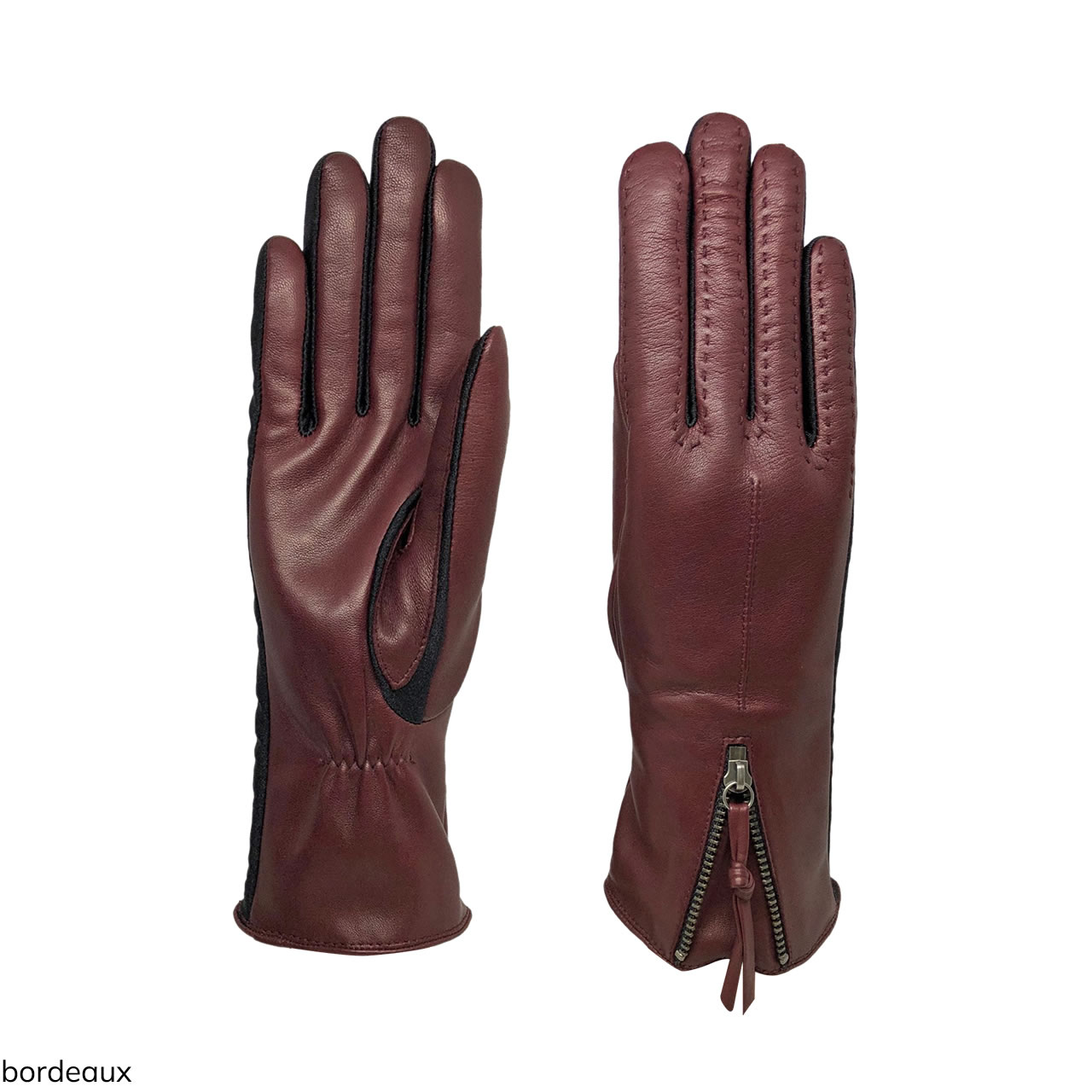 Guanti da donna trendy in vera pelle metis con polso zip - Gloves Forino